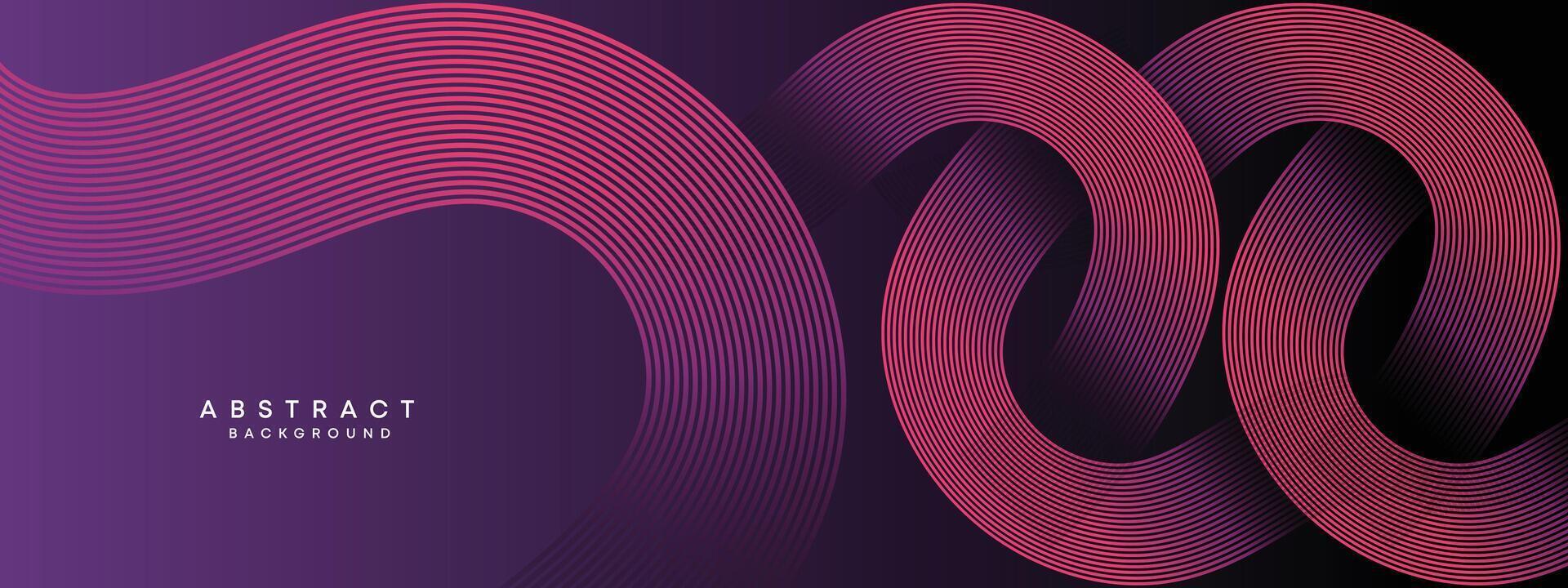 Abstract Dark Purple and Pink Waving circles lines Technology Background. gradient with glowing lines shiny geometric shape and diagonal, for brochure, cover, poster, banner, website, header vector