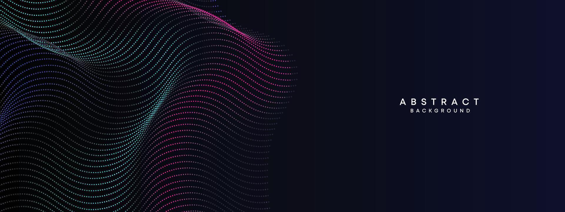 Abstract Blue, Green Gradient Flowing Dot Waving Particle geometric Technology Background. Digital Futuristic Purple, Pink Gradient Dotted Wave. Concept For Science, Music cover, website, header vector