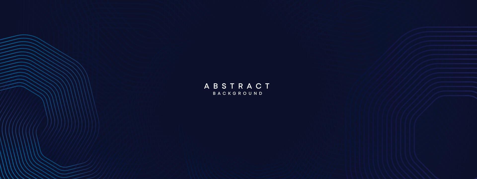 Abstract Dark Navy Blue Waving circles lines Technology Background. Modern gradient with glowing lines shiny geometric shape and diagonal, for brochure, cover, poster, banner, website, header vector