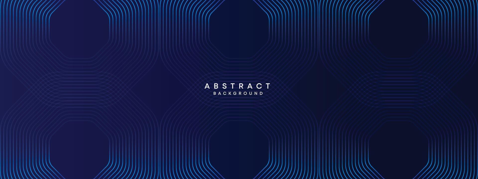 Abstract Dark Navy Blue Waving circles lines Technology Background. Modern gradient with glowing lines shiny geometric shape and diagonal, for brochure, cover, poster, banner, website, header vector
