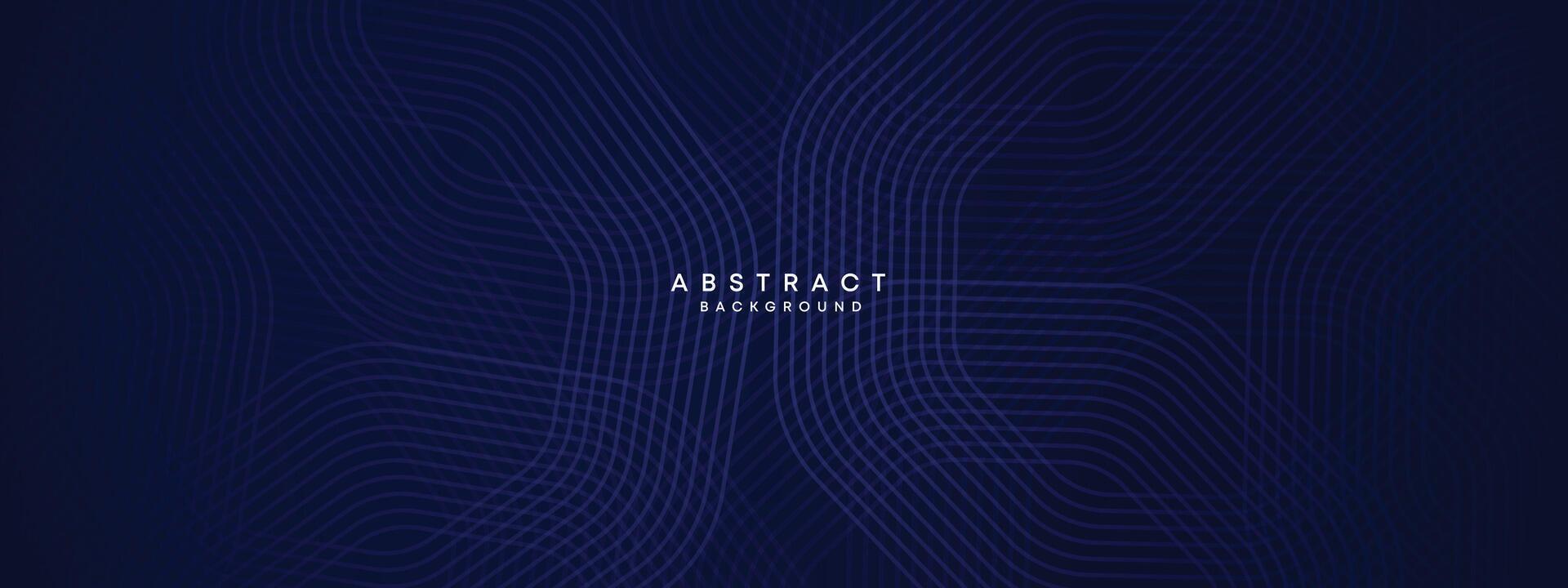 Abstract Dark Navy Blue Waving circles lines Technology Background. Modern gradient with glowing lines shiny geometric shape and diagonal, for brochure, cover, poster, banner, website, header vector