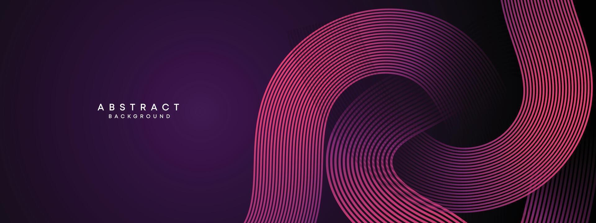 Abstract Dark Purple and Pink Waving circles lines Technology Background. gradient with glowing lines shiny geometric shape and diagonal, for brochure, cover, poster, banner, website, header vector