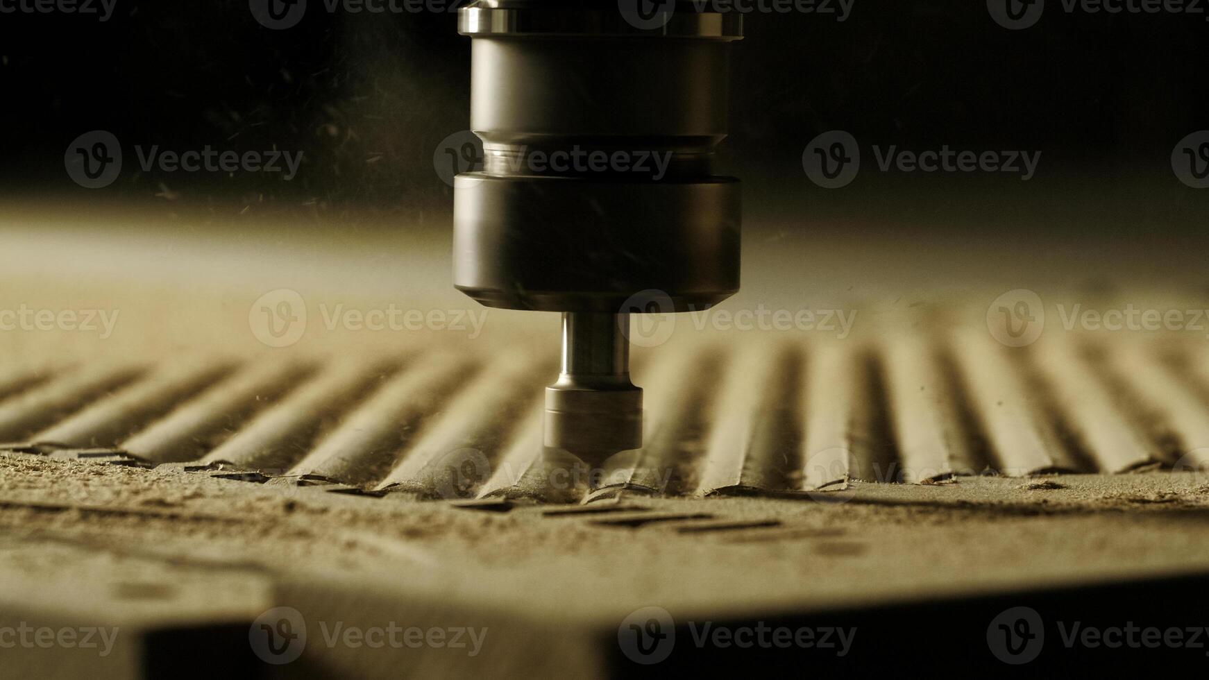 Work process. Creative. Machining by cutting planes using special equipment. photo