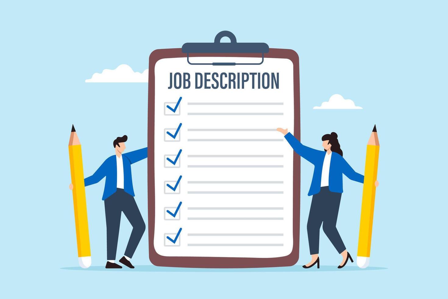 Business people writing job description document vector