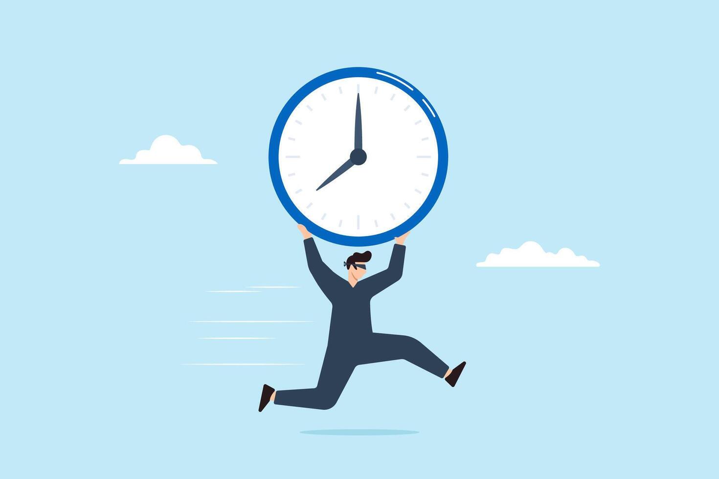 Burglar stealing time clock and run away vector