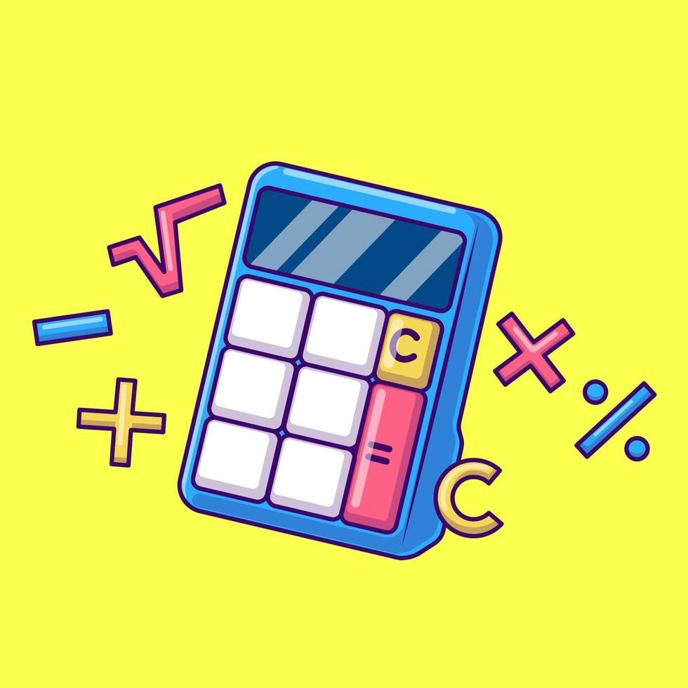 Calculator With Symbols Cartoon Vector Icons Illustration. Flat Cartoon Concept. Suitable for any creative project.