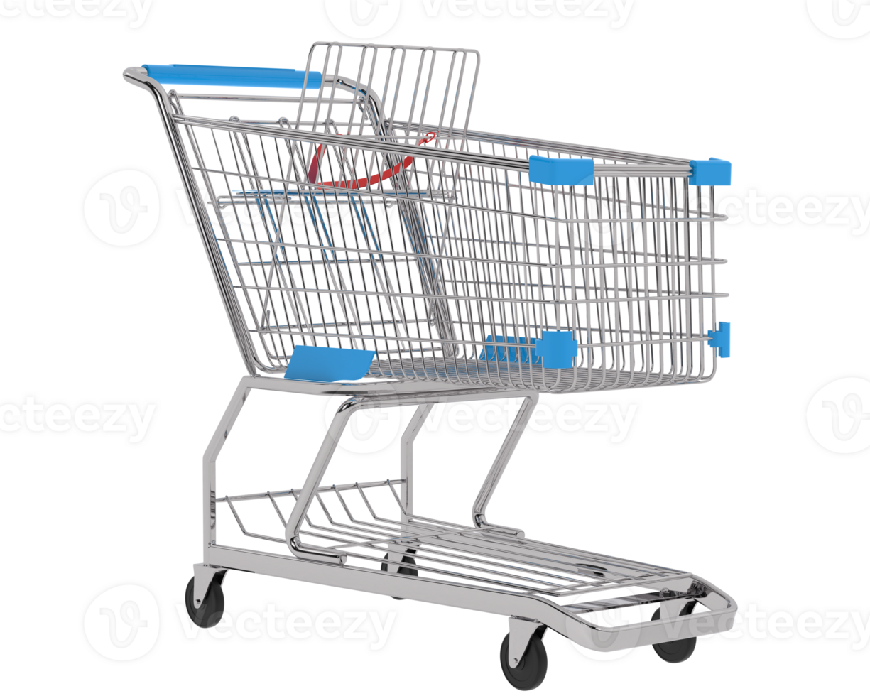 Grocery trolley  isolated on background. 3d rendering - illustration png