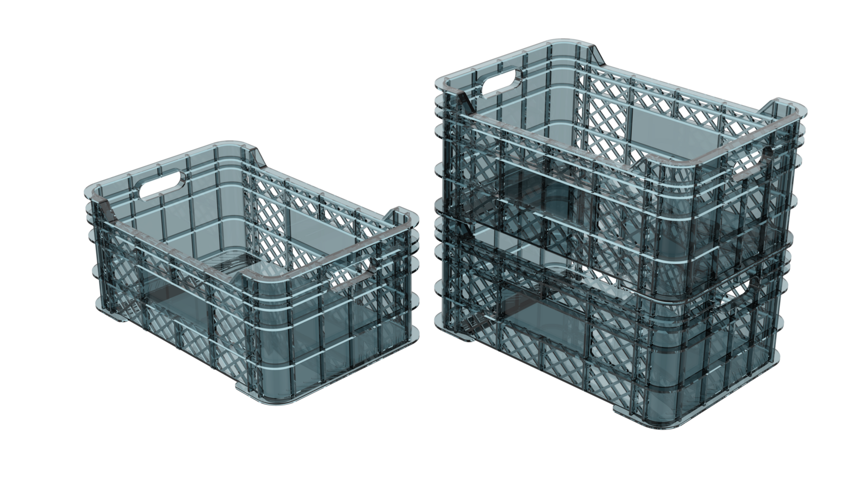 Plastic crate isolated on background. 3d rendering illustration