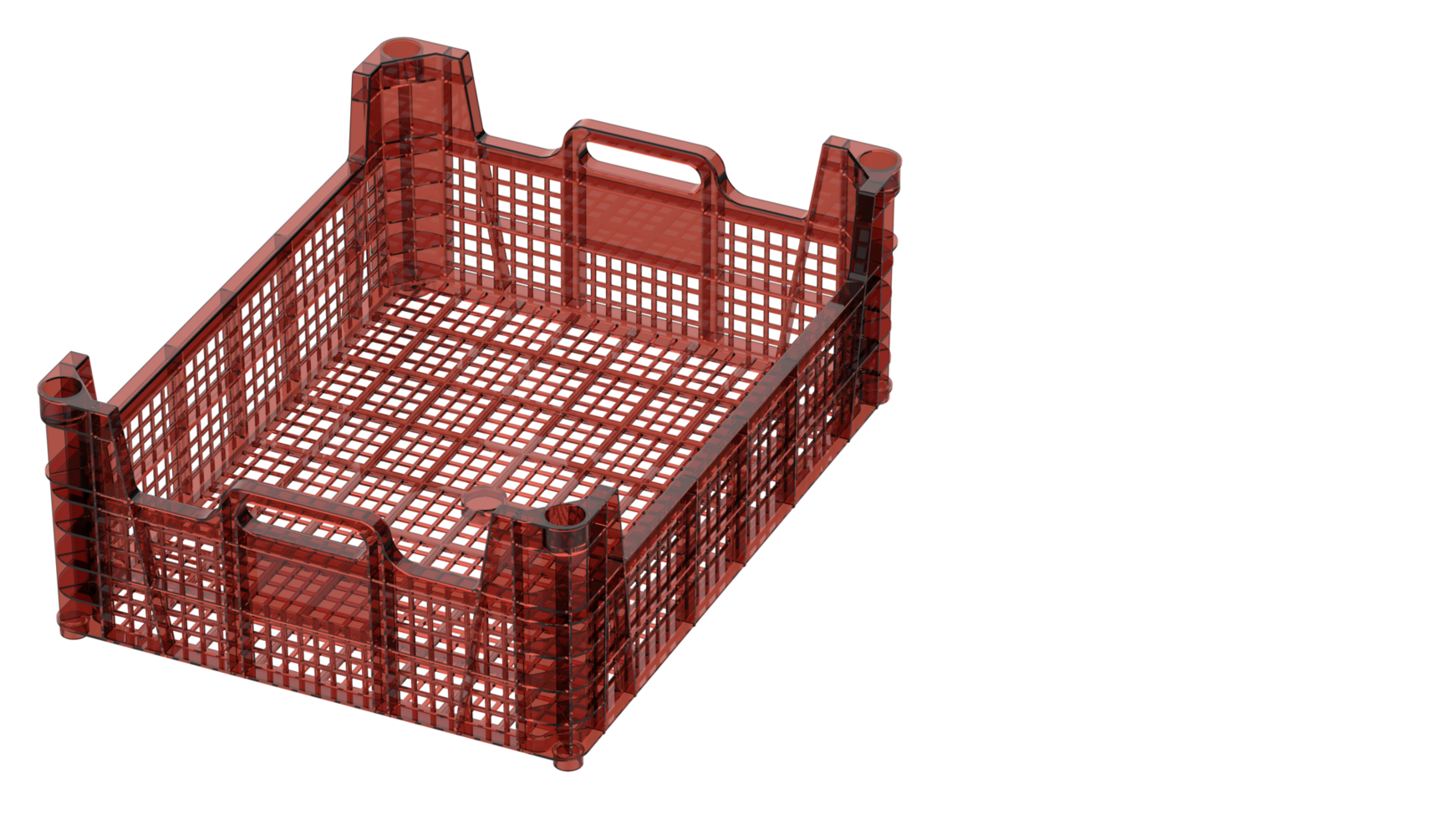 Plastic crate isolated on background. 3d rendering - illustration png