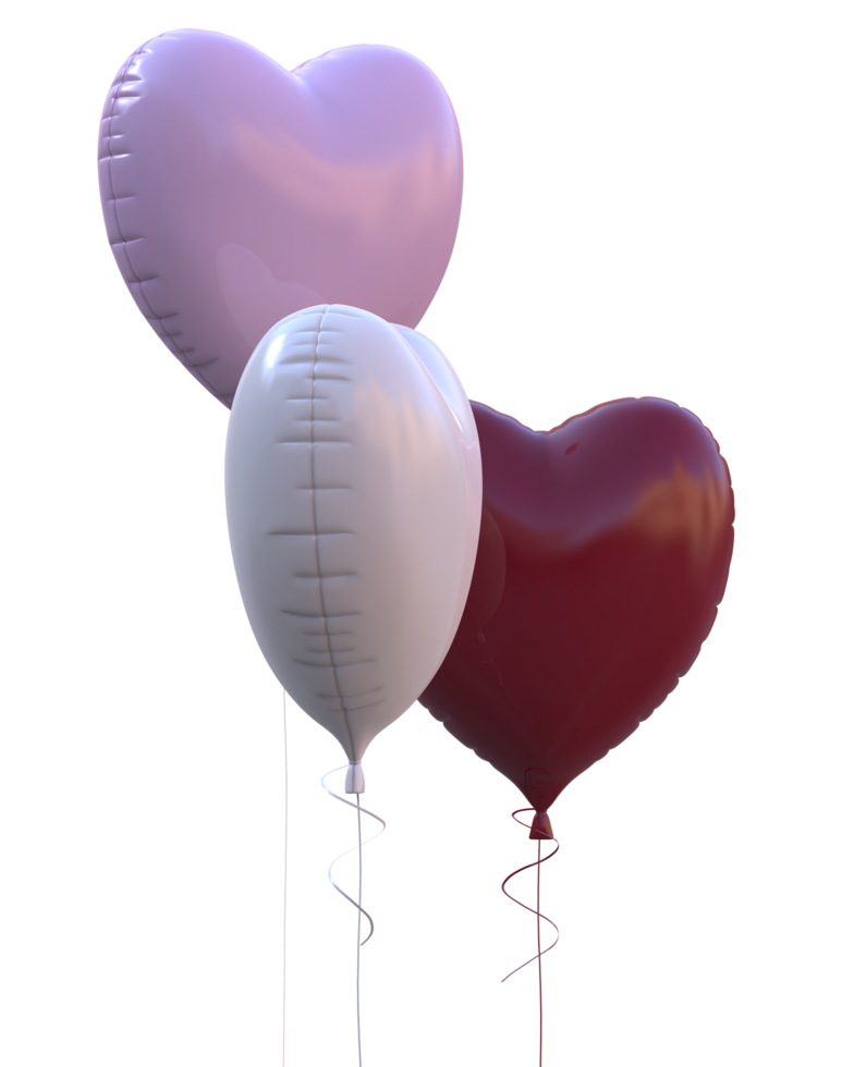 Heart balloons isolated on background. 3d rendering- illustration png
