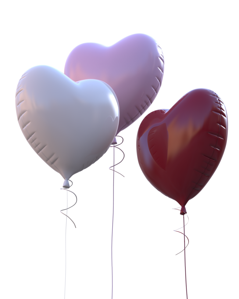 Heart balloons isolated on background. 3d rendering- illustration png