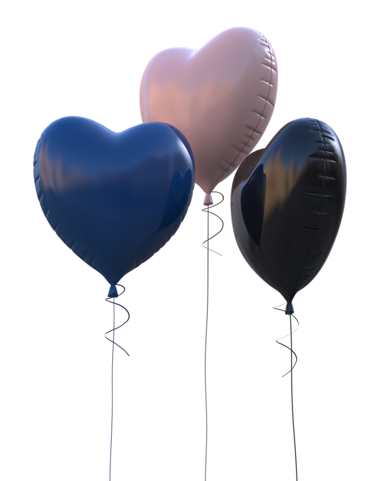 Heart balloons isolated on background. 3d rendering- illustration png