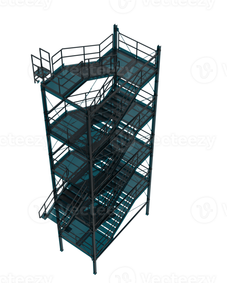 industrial exterior escalera de cerca escena aislado en antecedentes. 3d representación - ilustración png