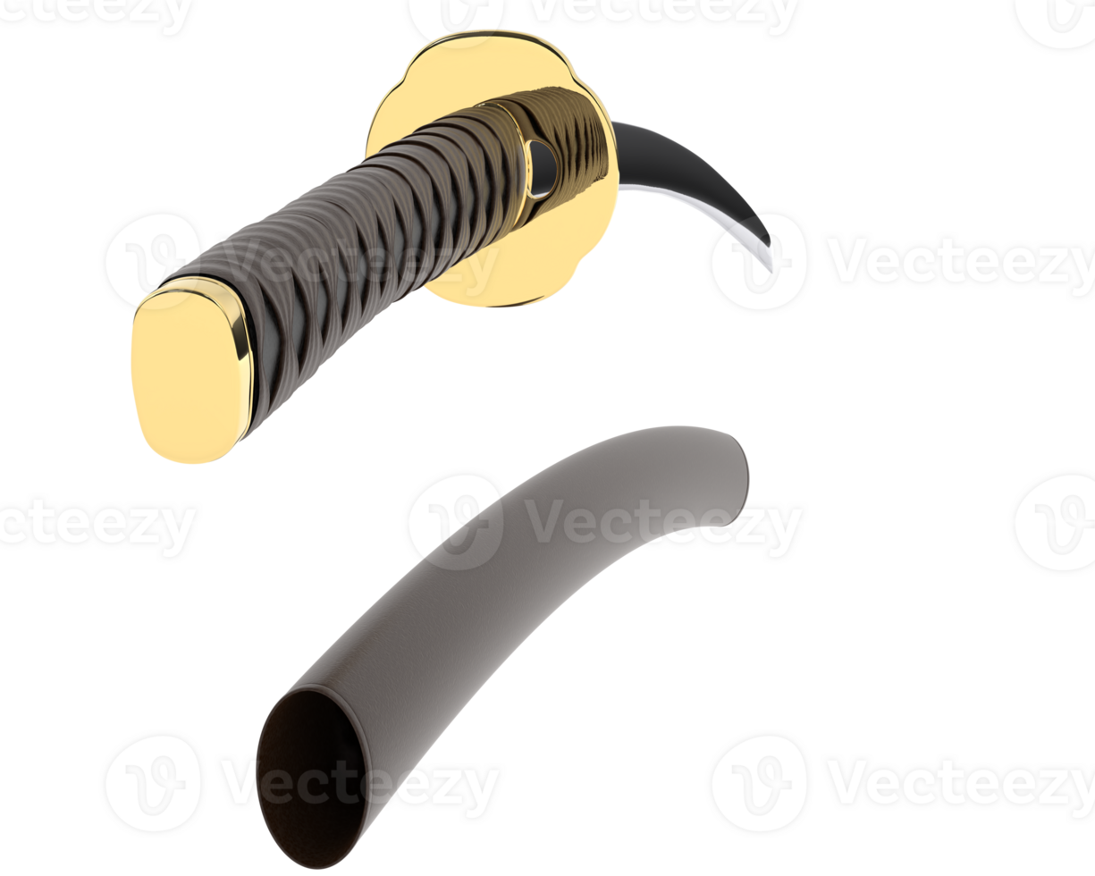 japansk svärd isolerat på bakgrund. 3d tolkning - illustration png