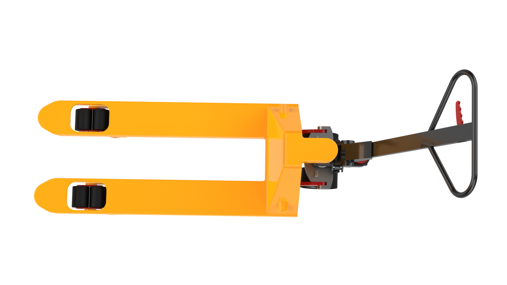 Yellow pallet jack isolated on background. 3d rendering - illustration png