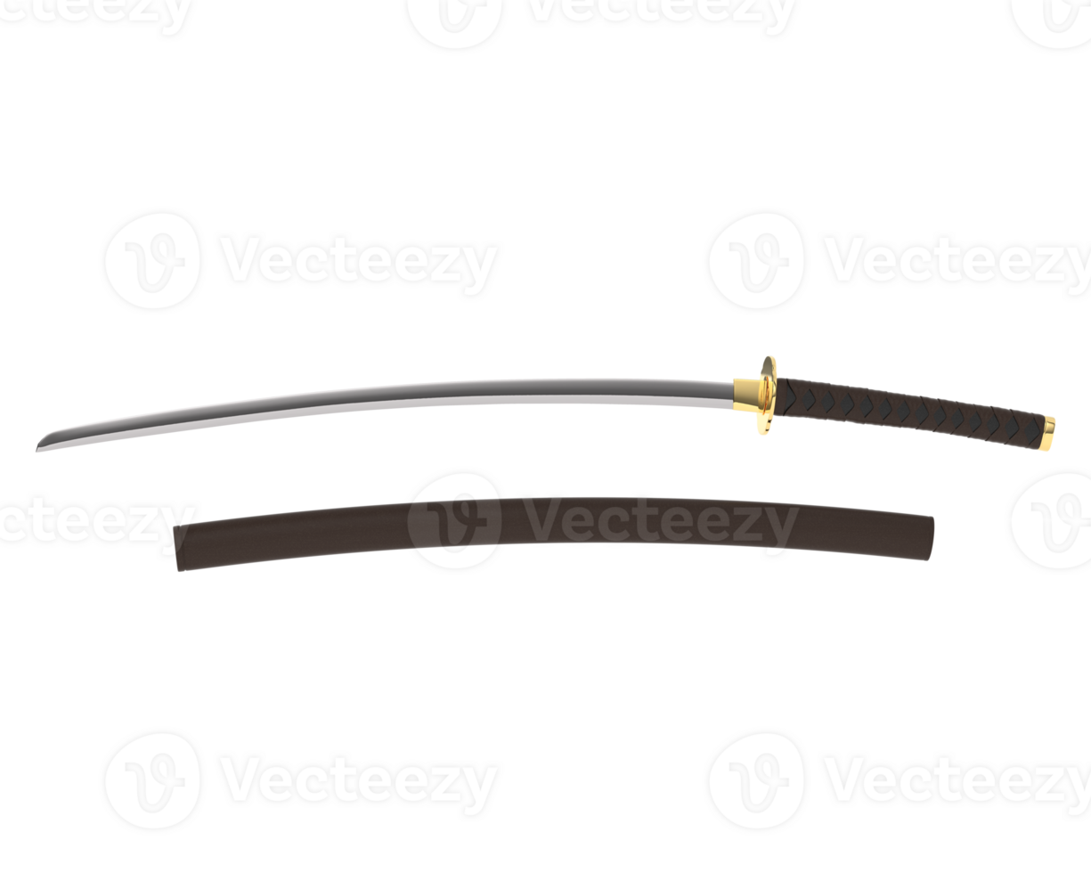 japansk svärd isolerat på bakgrund. 3d tolkning - illustration png