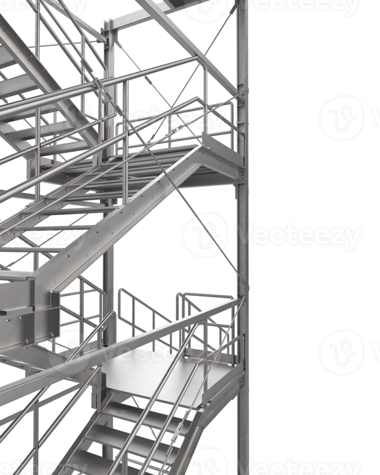 industriell Außen Treppe Nahansicht Szene isoliert auf Hintergrund. 3d Rendern - - Illustration png