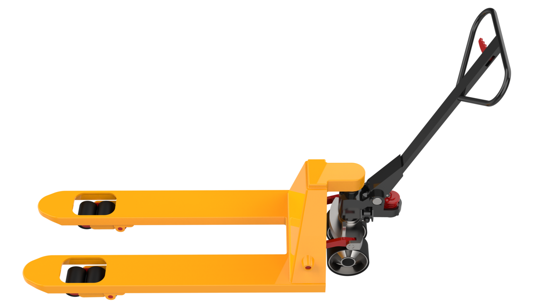 Yellow pallet jack isolated on background. 3d rendering - illustration png