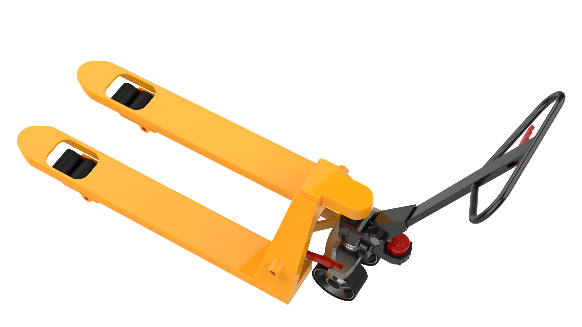 Yellow pallet jack isolated on background. 3d rendering - illustration