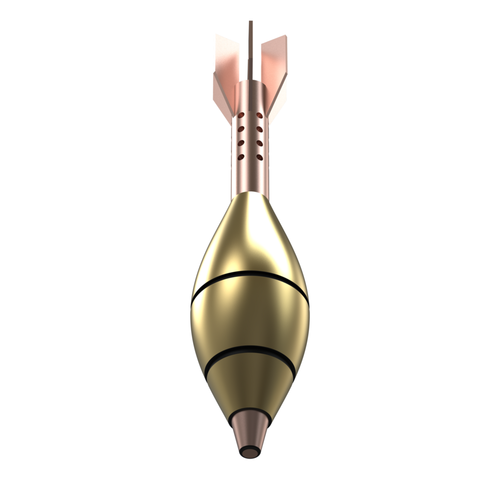Mortar rocket explosive isolated on background. 3d rendering - illustration png