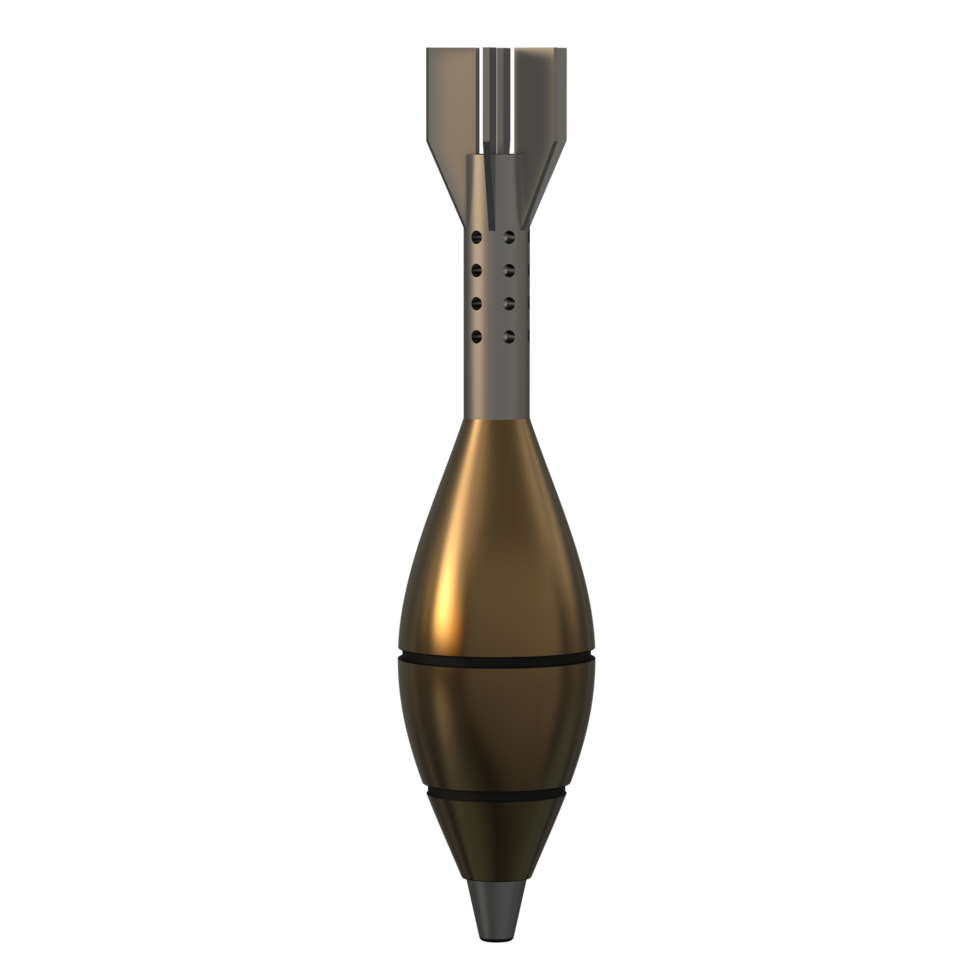 Mortar rocket explosive isolated on background. 3d rendering - illustration png