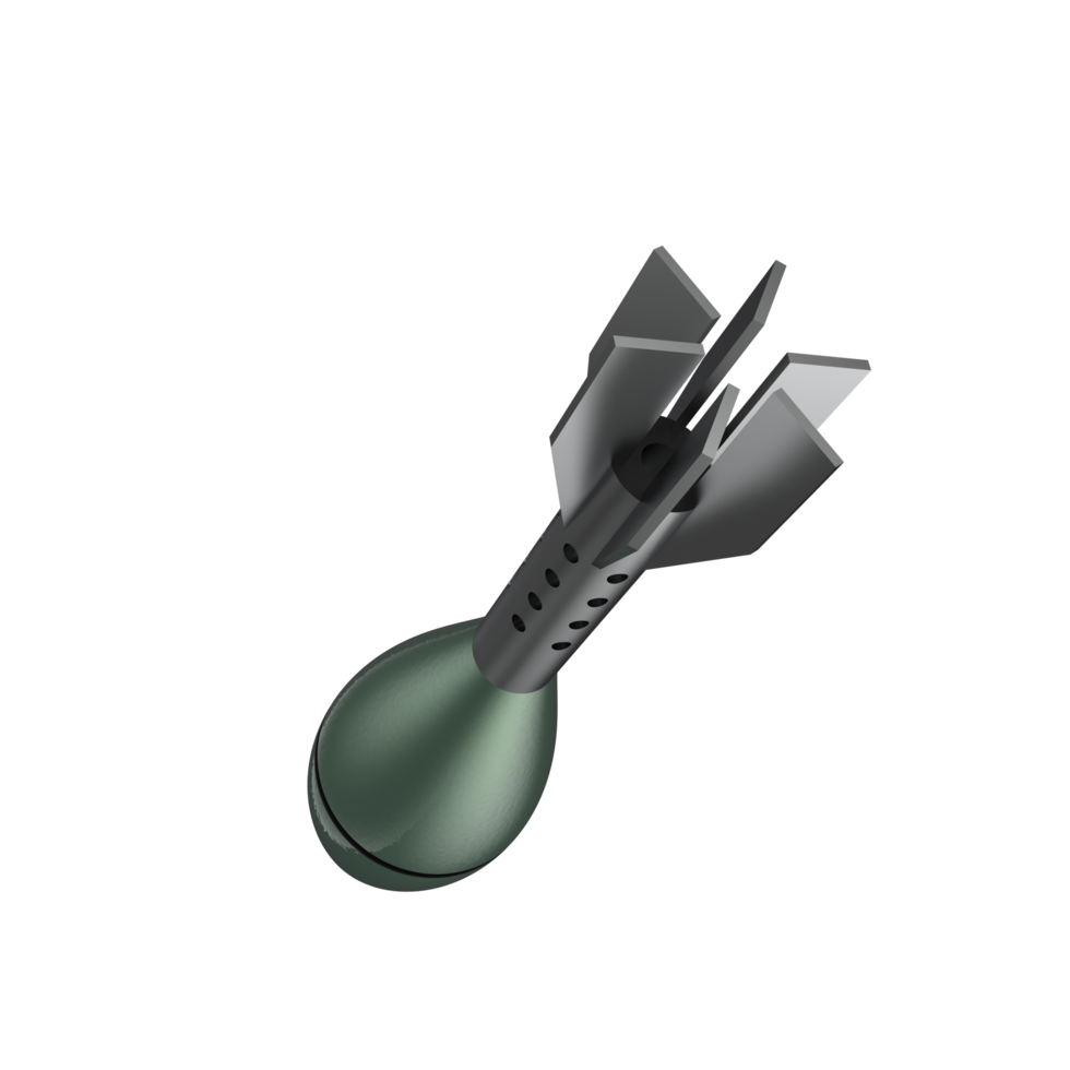 Mortar rocket explosive isolated on background. 3d rendering - illustration png