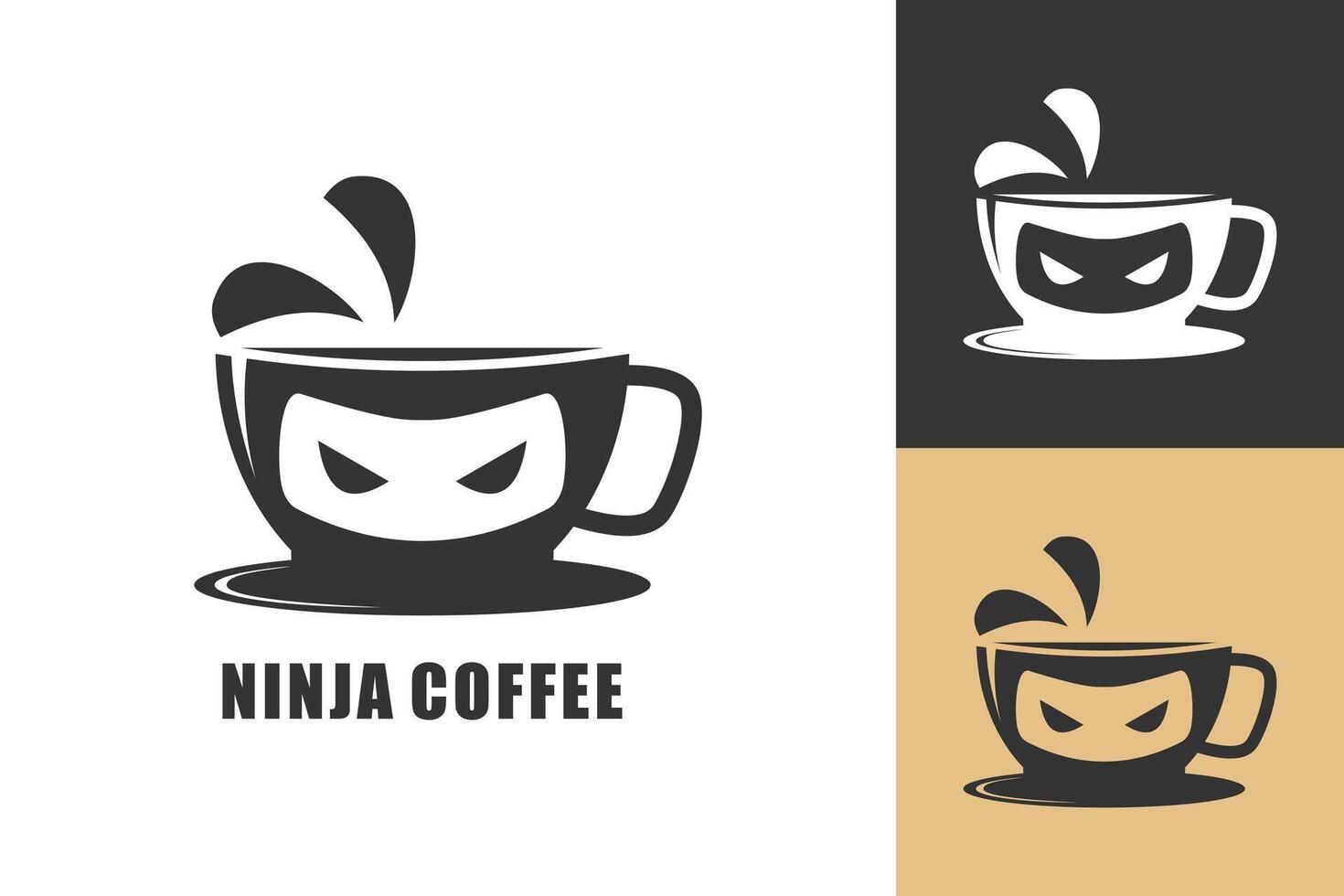 ninja coffee logo design with modern concept vector