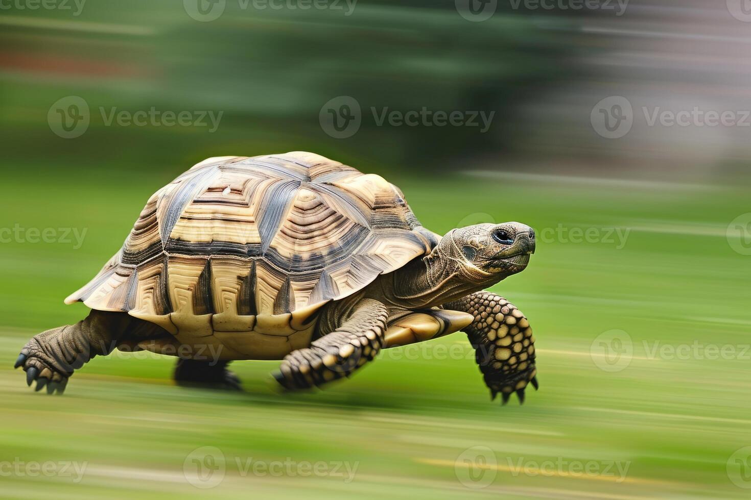 AI generated A turtle that fast runs in blur background .generative AI photo