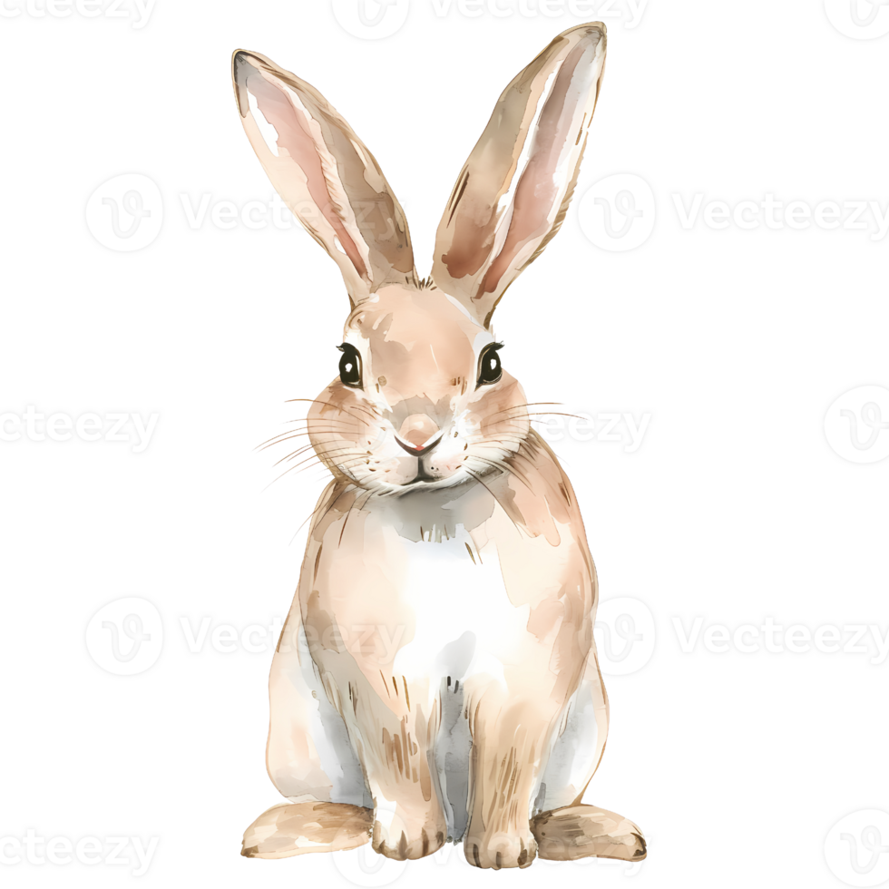 AI generated Cute rabbit sitting watercolor illustration for Easter, AI generated. png