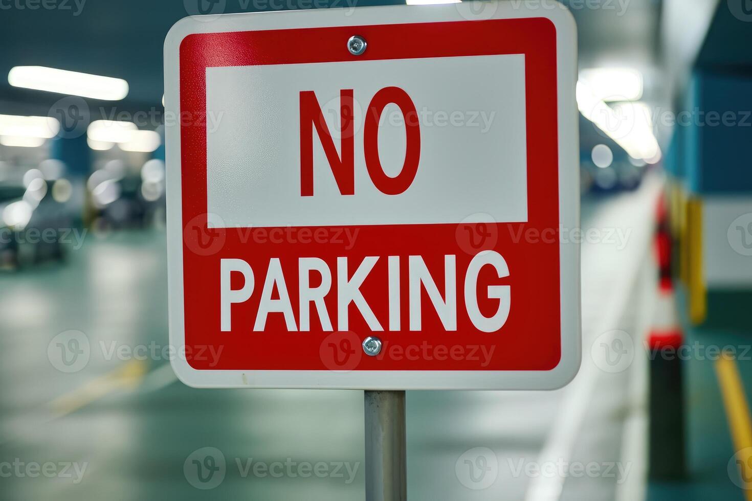 AI generated no park no parking sign red white illustration.ai generative photo