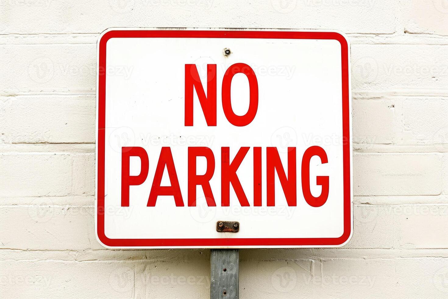 AI generated no park no parking sign red white illustration.ai generative photo