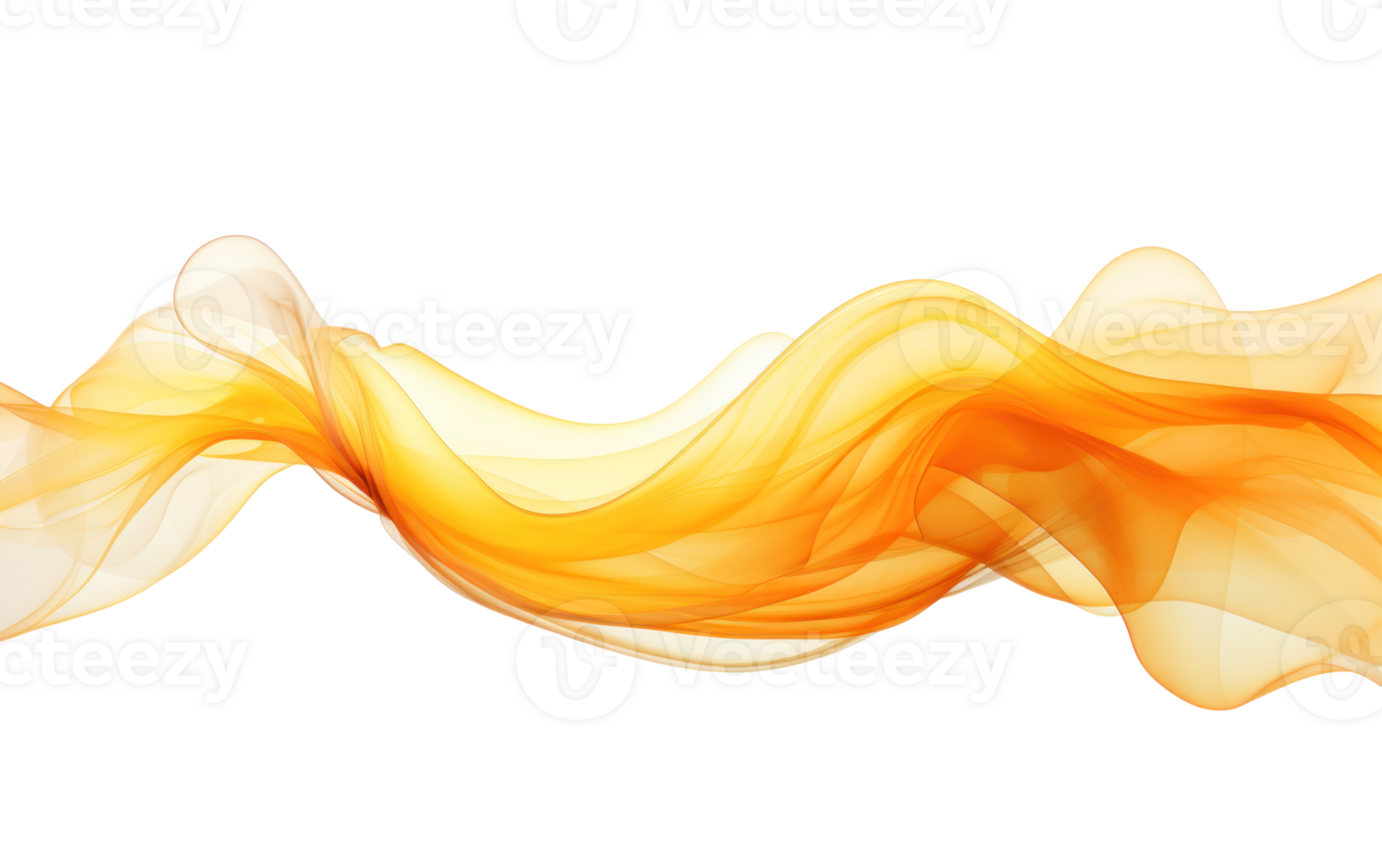 AI generated smoke wave in the colors of yellow and orange on transparent background png