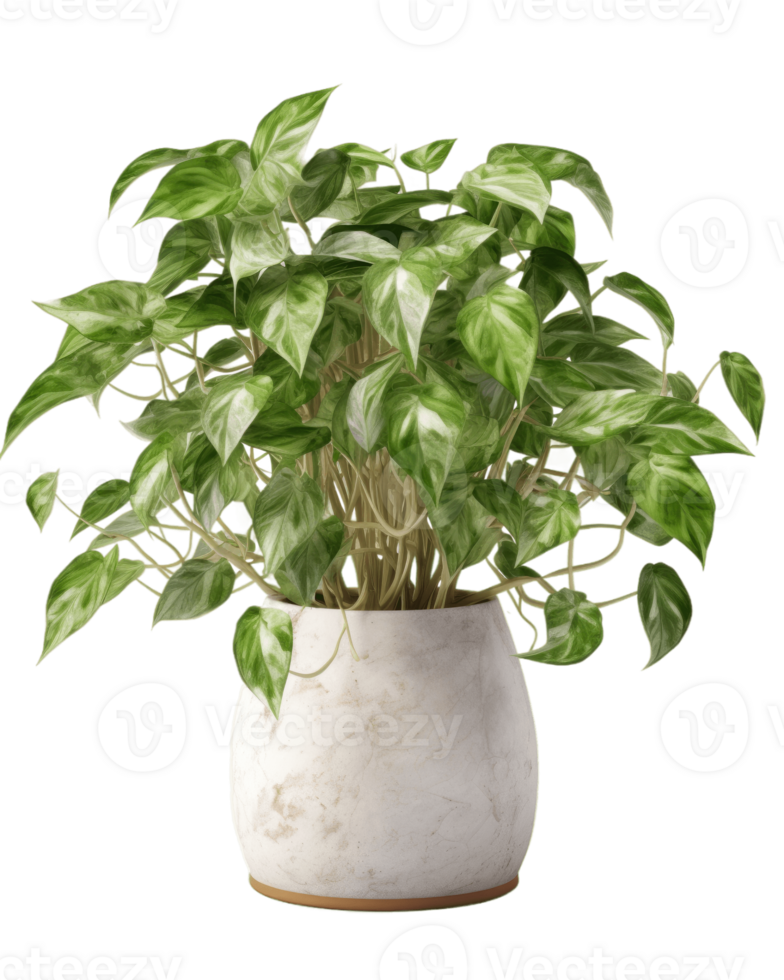 AI generated Pothos plant with green leaves on a transparent background png