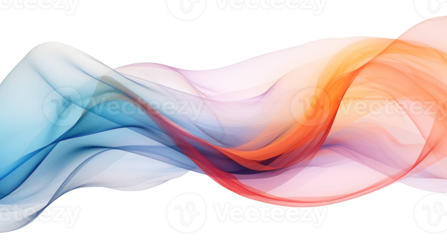 AI generated smoke wave in the colors of blue, orange, red and pink on transparent background png