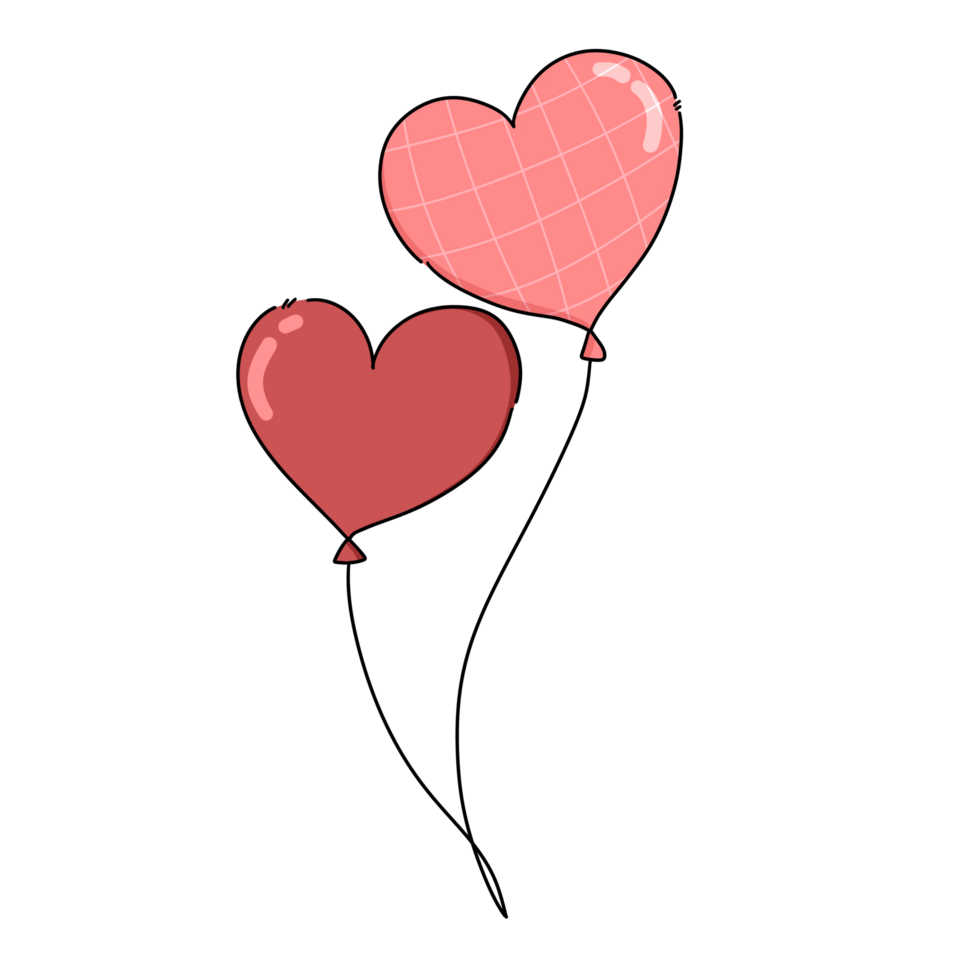 two heart shaped balloons on a white background png