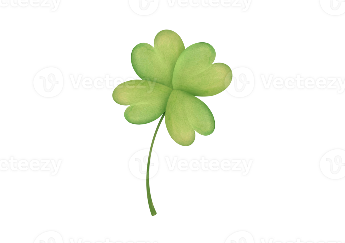 hand drawn watercolor illustration with four-leaf clover isolated on transparent background. symbol of good luck, the Irish holiday of St. Patrick's Day on March 17th png