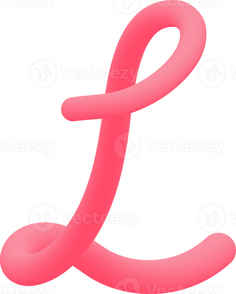 Fluid pink L font shape lines gradient modern aesthetic style png