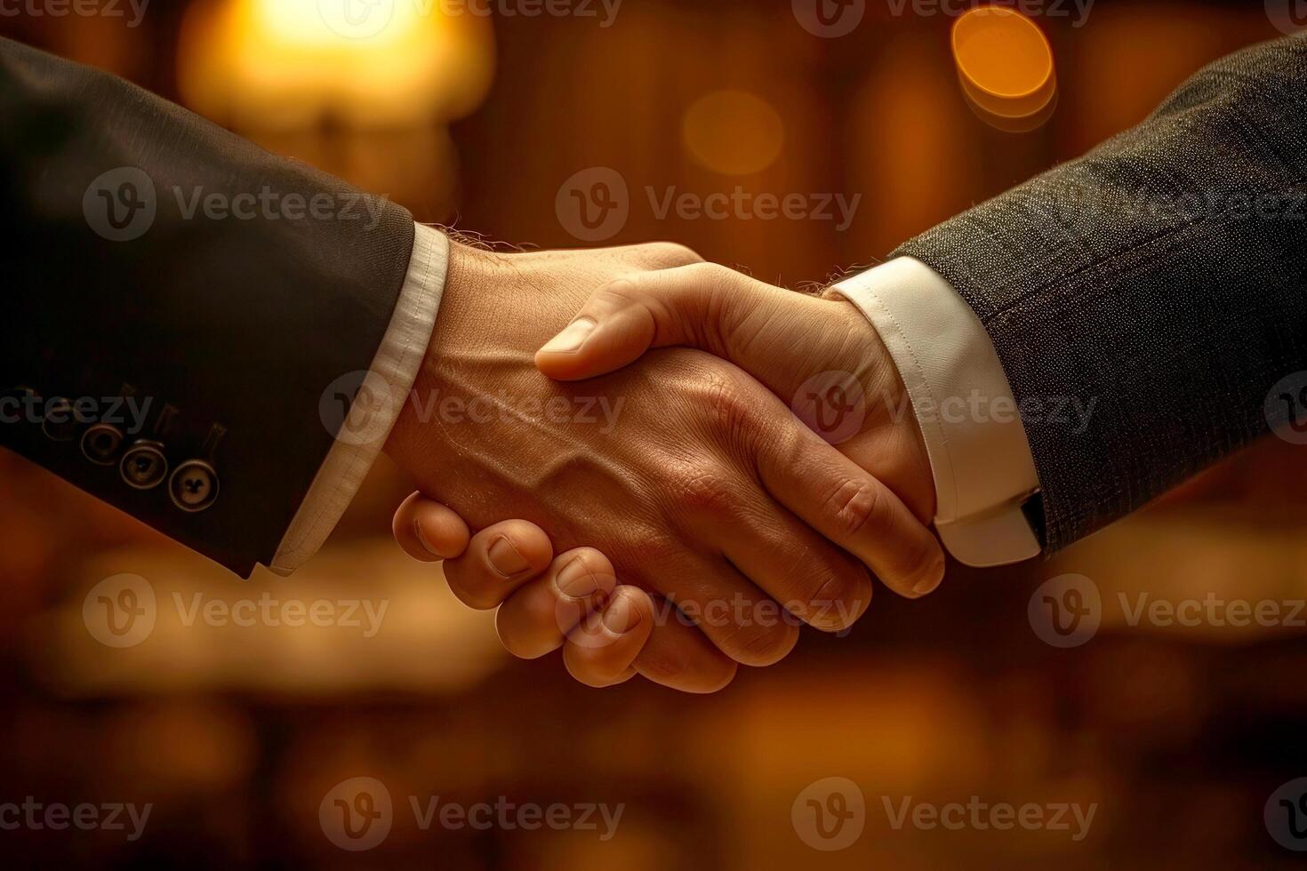 AI generated Successful Business Partnership Two Professionals Shake Hands in a Corporate Environment Generative AI photo