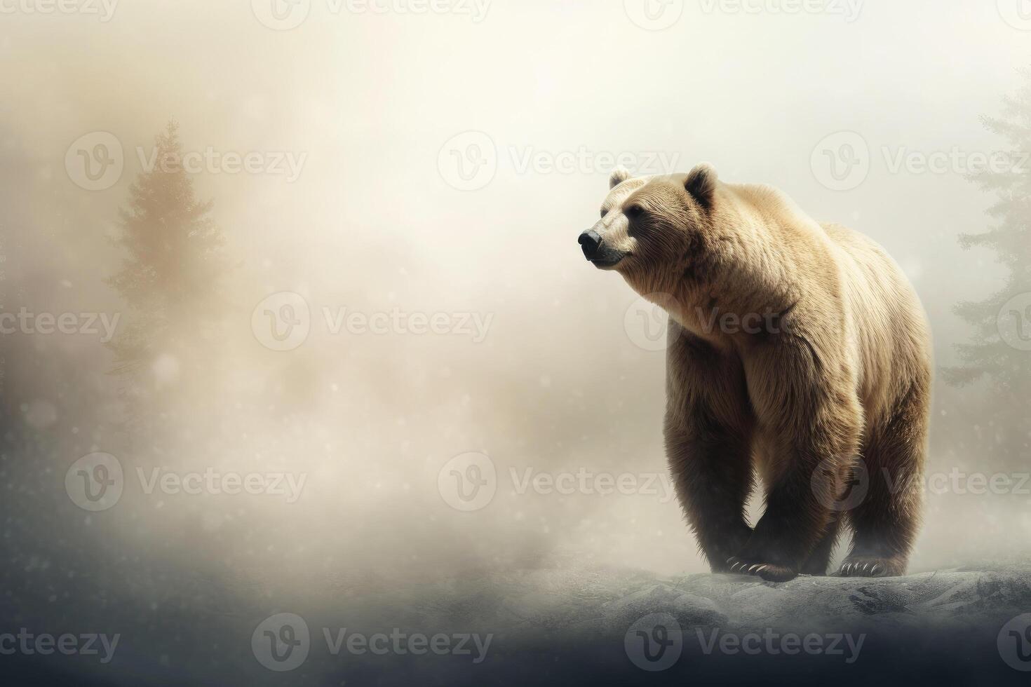 AI generated Close up of a bear isolated of natural background. generative ai photo