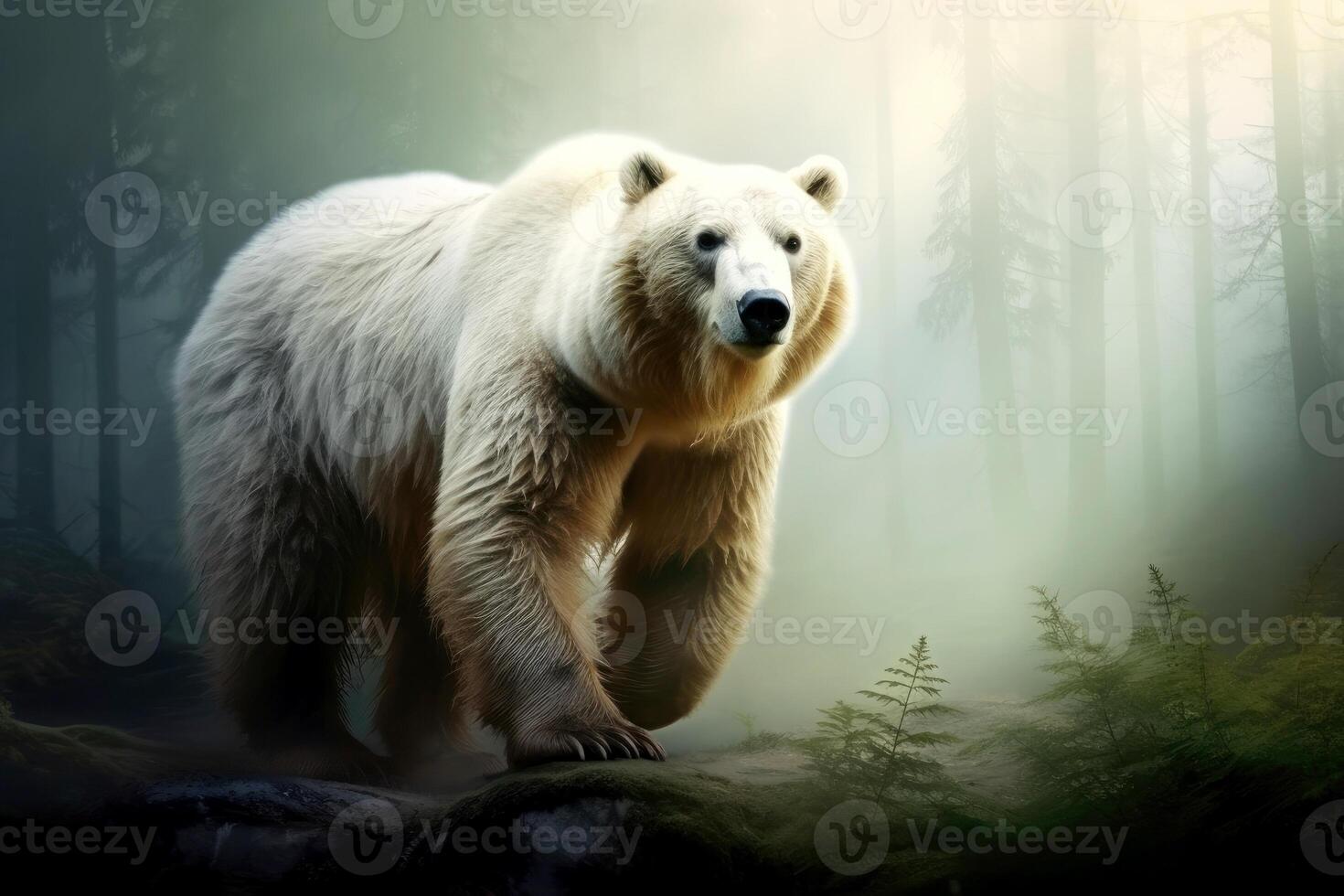 AI generated Close up of a bear isolated of natural background. generative ai photo