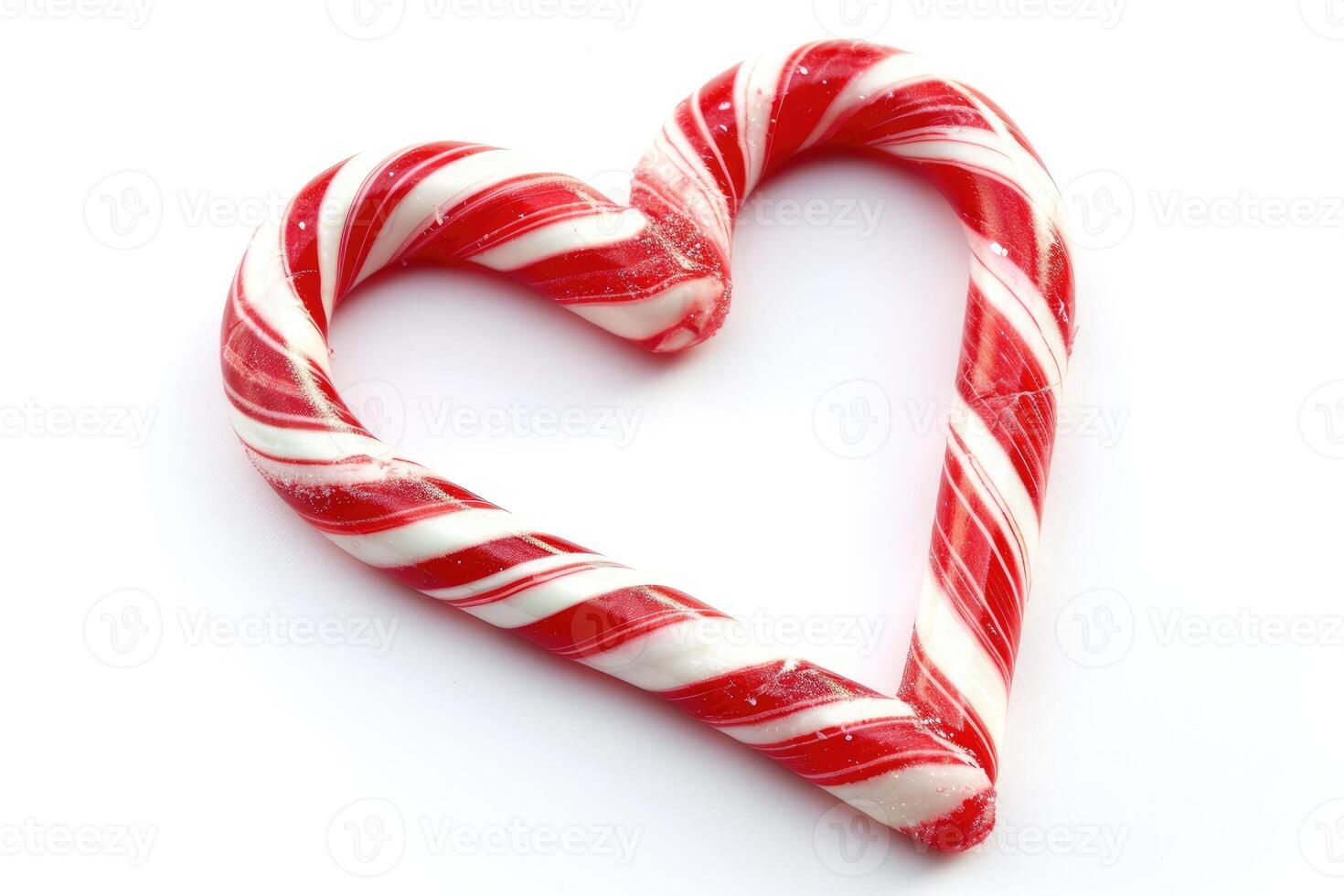 AI generated Candy Canes Forming Heart Shape on White Background - Generative AI photo