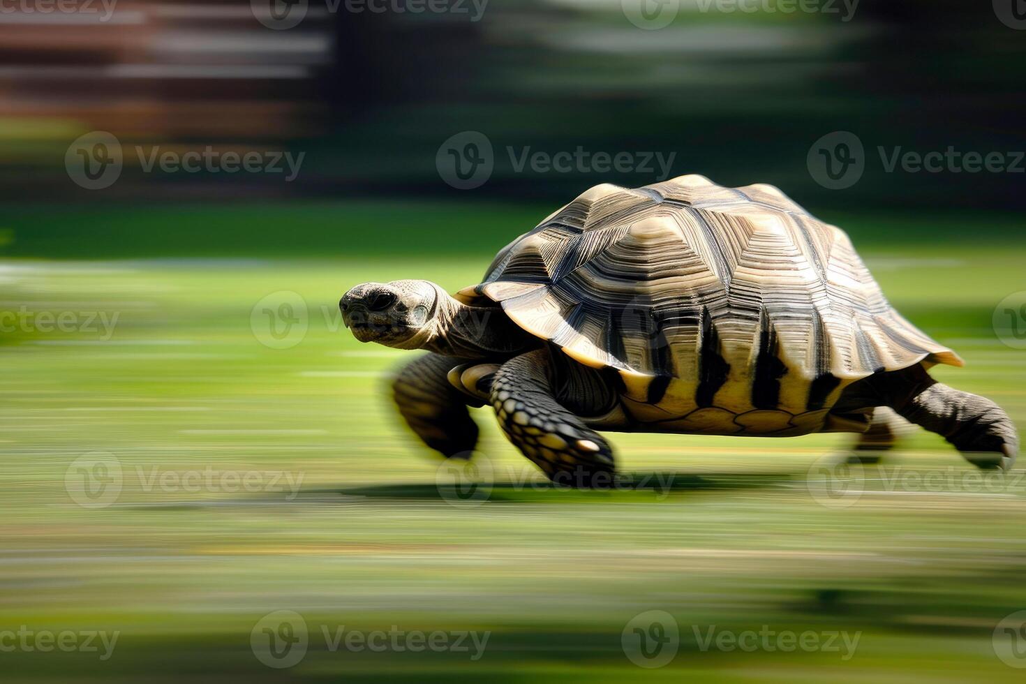 AI generated A turtle that fast runs in blur background .generative AI photo