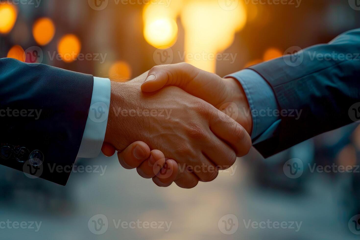 AI generated Successful Business Partnership Two Professionals Shake Hands in a Corporate Environment Generative AI photo