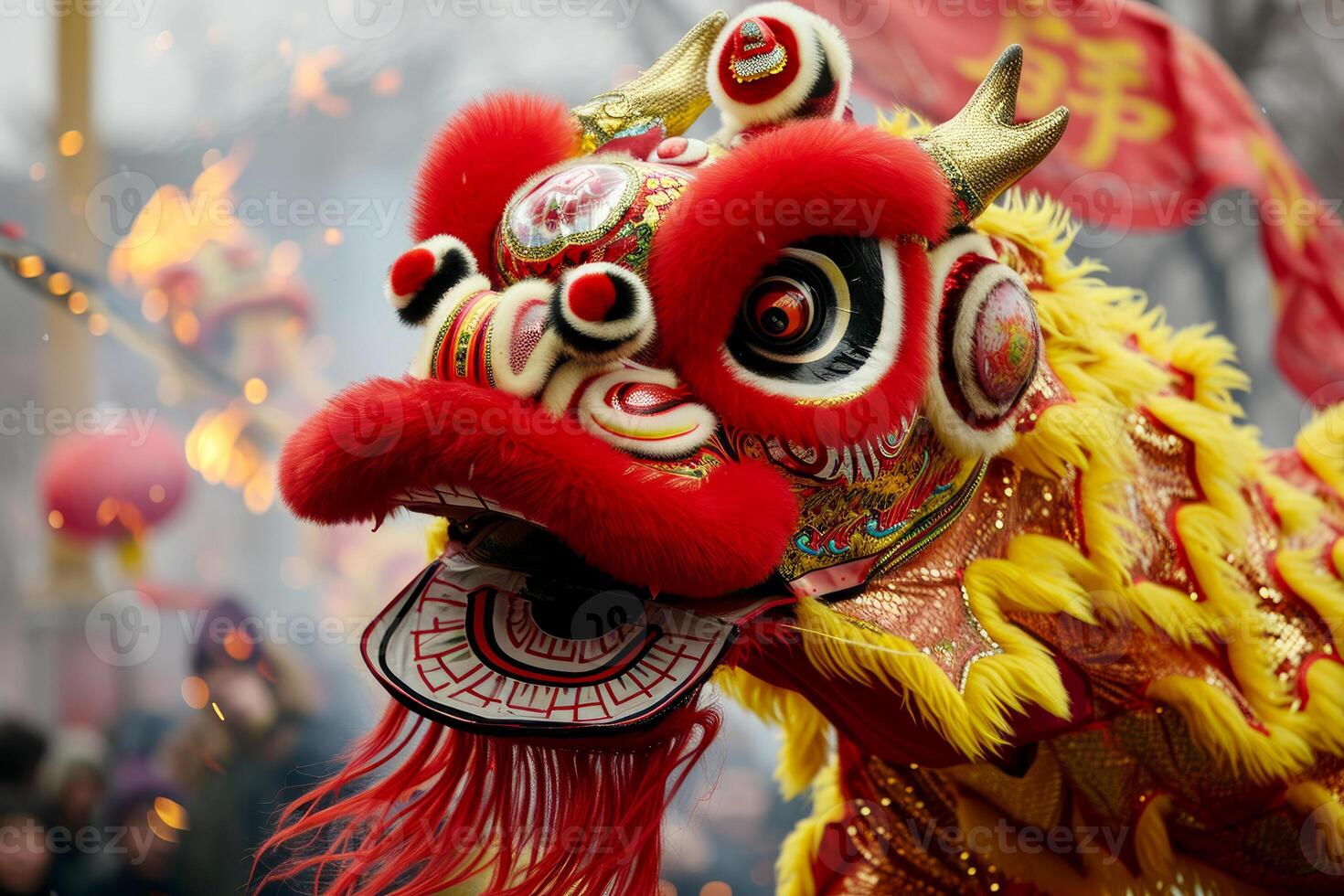 AI generated Chinese dragon as a character for Chinese New Year festival. ai generative photo