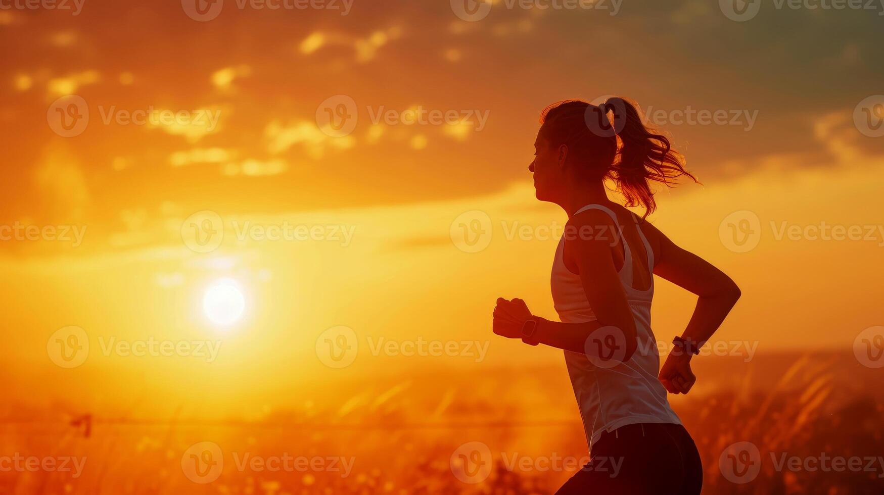 AI generated Sports woman on a morning run. AI generated, human enhanced photo