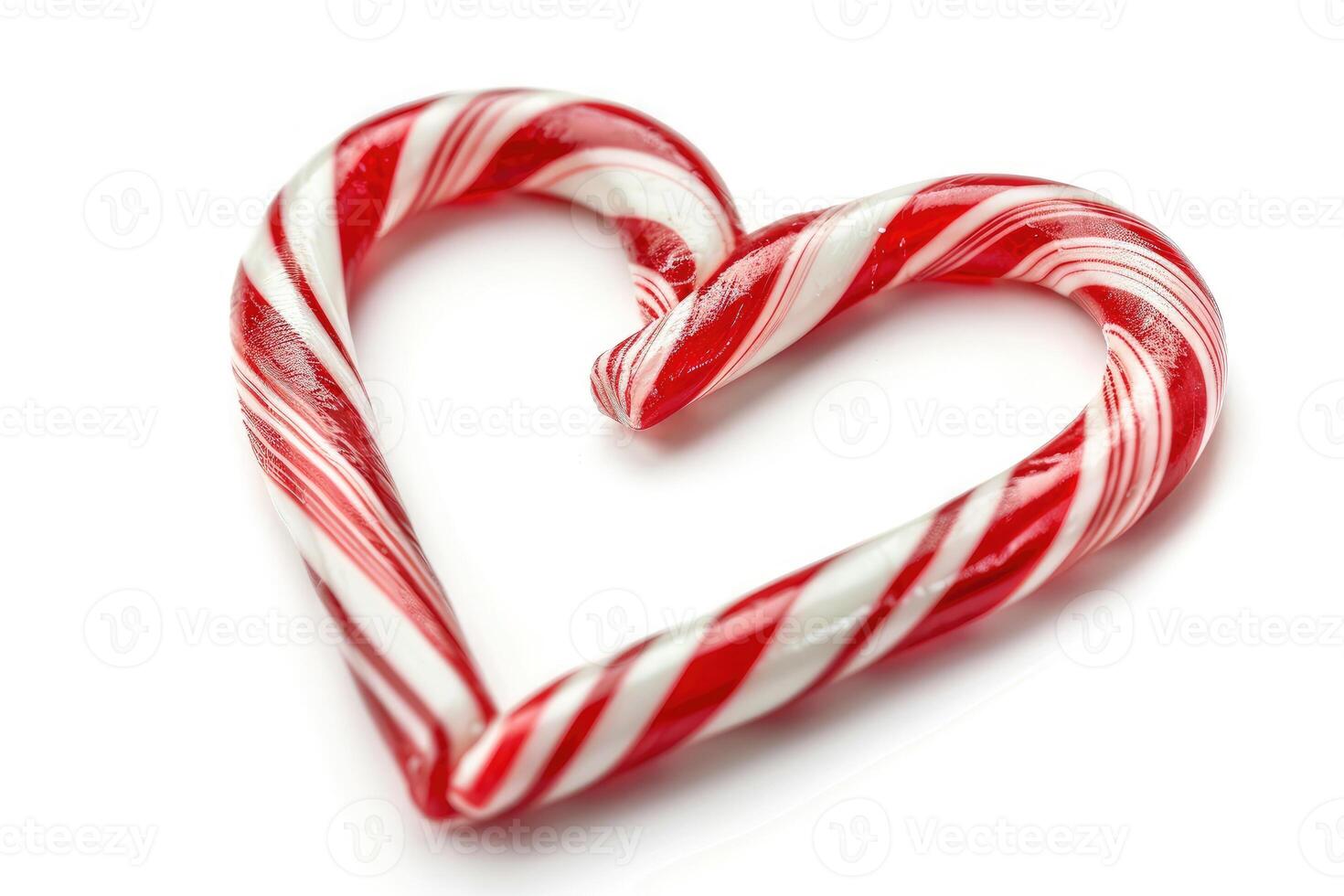 AI generated Candy Canes Forming Heart Shape on White Background - Generative AI photo