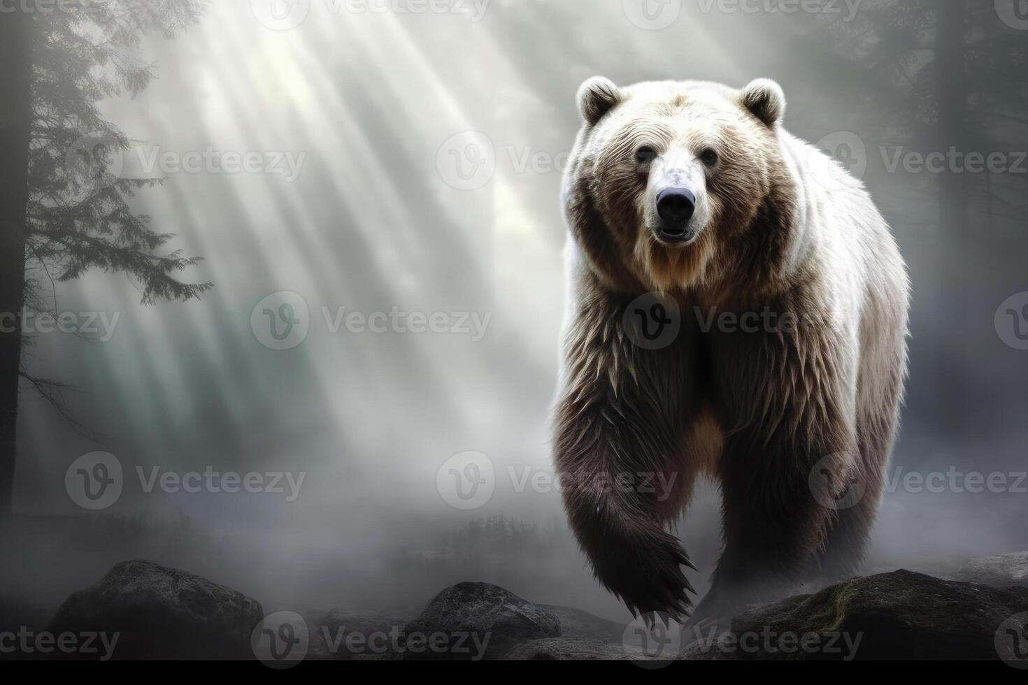 AI generated Close up of a bear isolated of natural background. generative ai photo