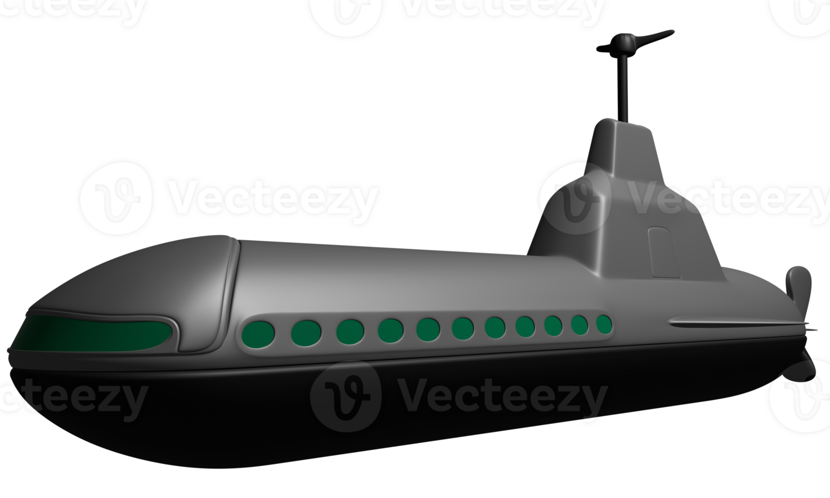 3D submarine gray png