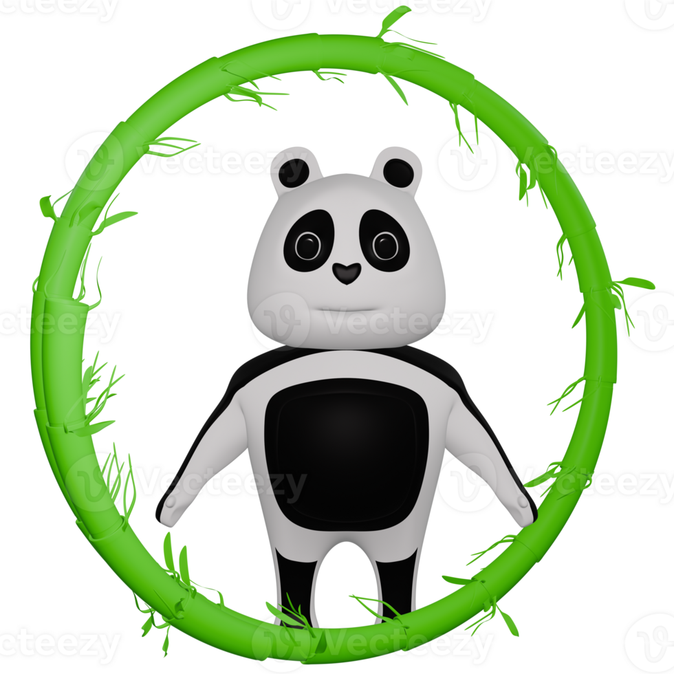 3D personage panda bear strongman png