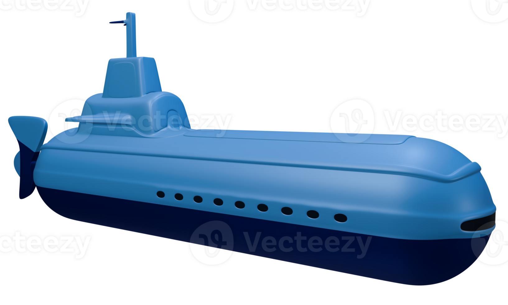 3D submarine blue png